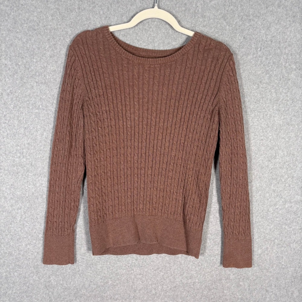 Cable Knit Sweater Large Cotton Thin Neutral‎ Tennis Preppy Minimal Old Money